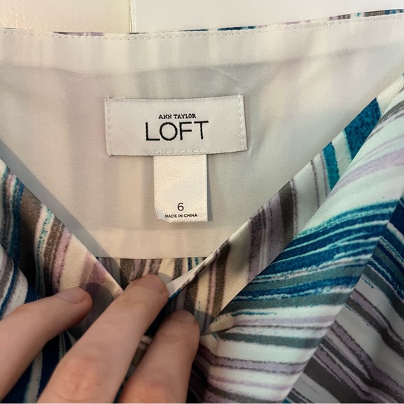 Ann Taylor Loft Striped Satin Flowy Dress Size 6 - Picture 7 of 9